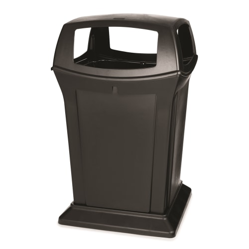 Contenedor Rubbermaid Ranger de 45 galones con 4 aberturas, negro